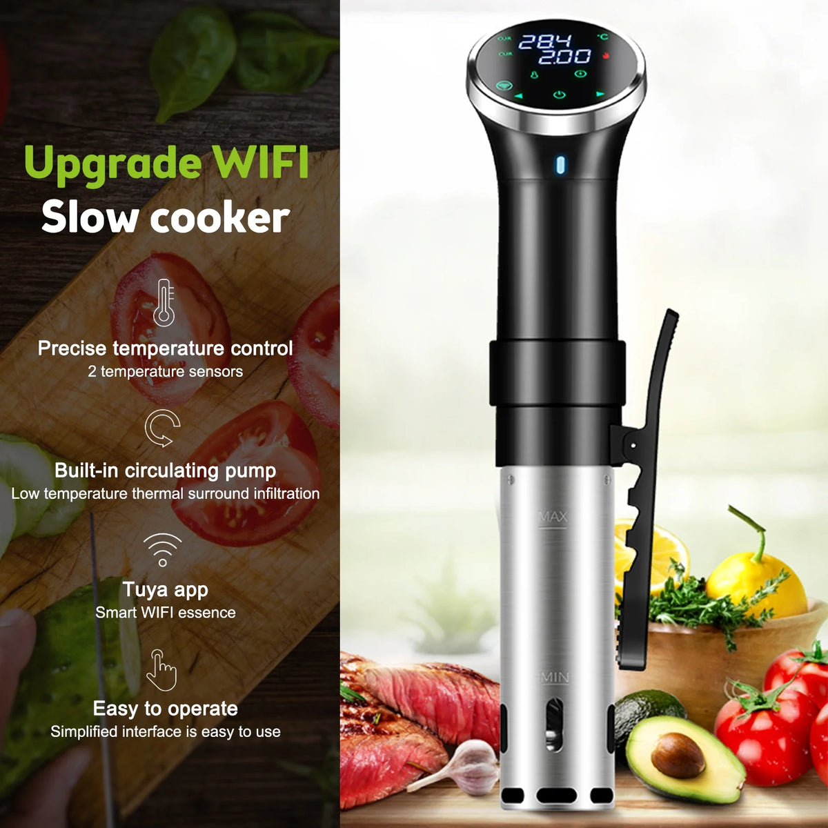 WiFi Sous Cooker Immersion Circulator 1100 Watts Digital Display R33811