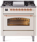 36 Dual Fuel Propane Gas Range Antique White Copper Trim H2984