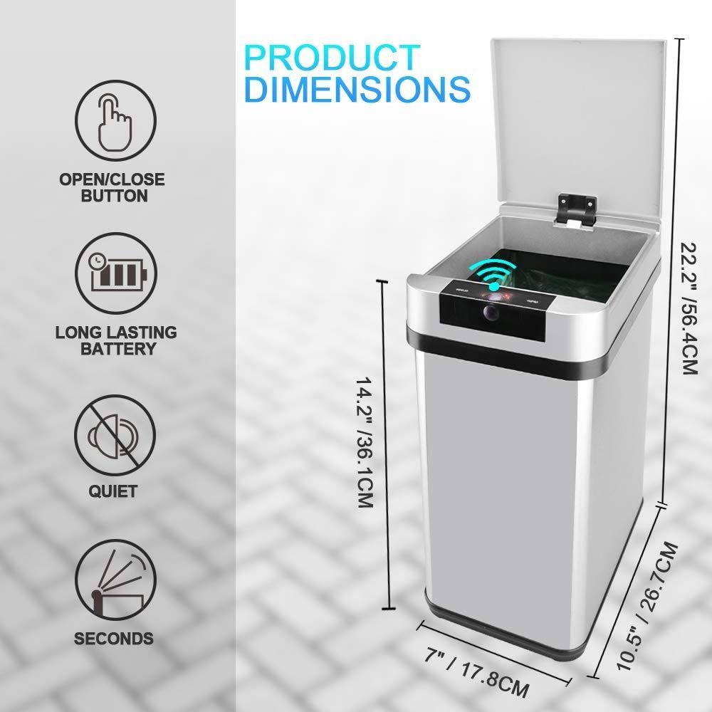 2.4 Gallon Stainless Steel Automatic Sensor Kitchen Trash Can V509