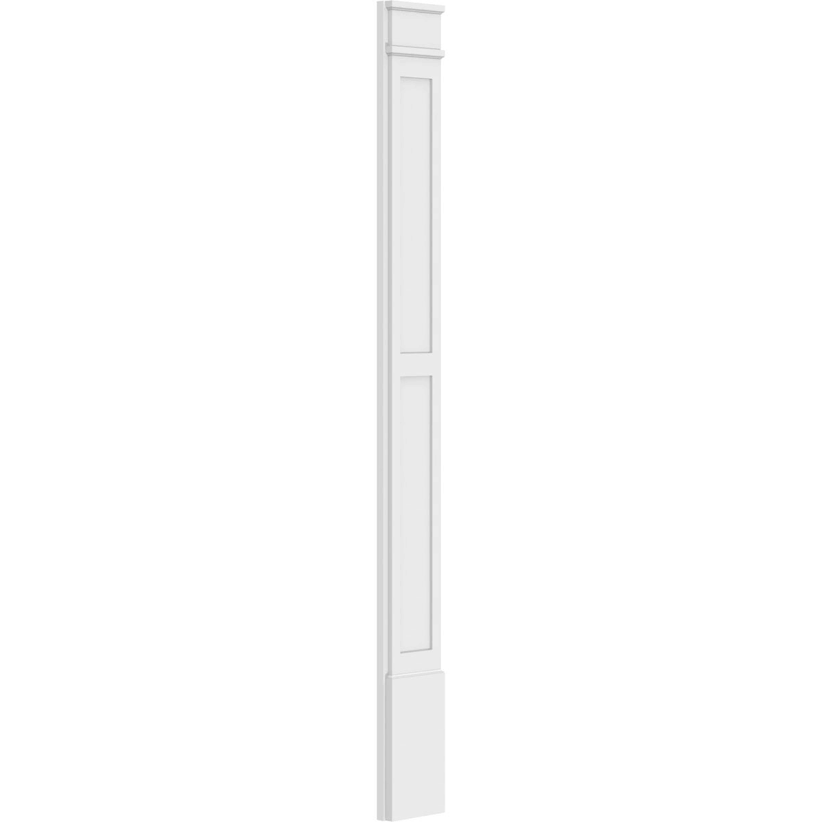 10x22W x 108x22H x 2x22P Two Equal Flat Panel PVC Pilaster with Decorative Capital & Base (Pair) Y255