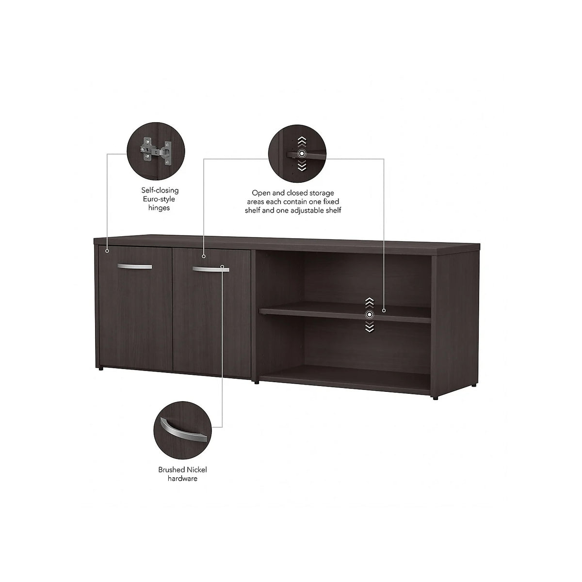 Storm Gray Storage Cabinet with Doors and Shelves W130535