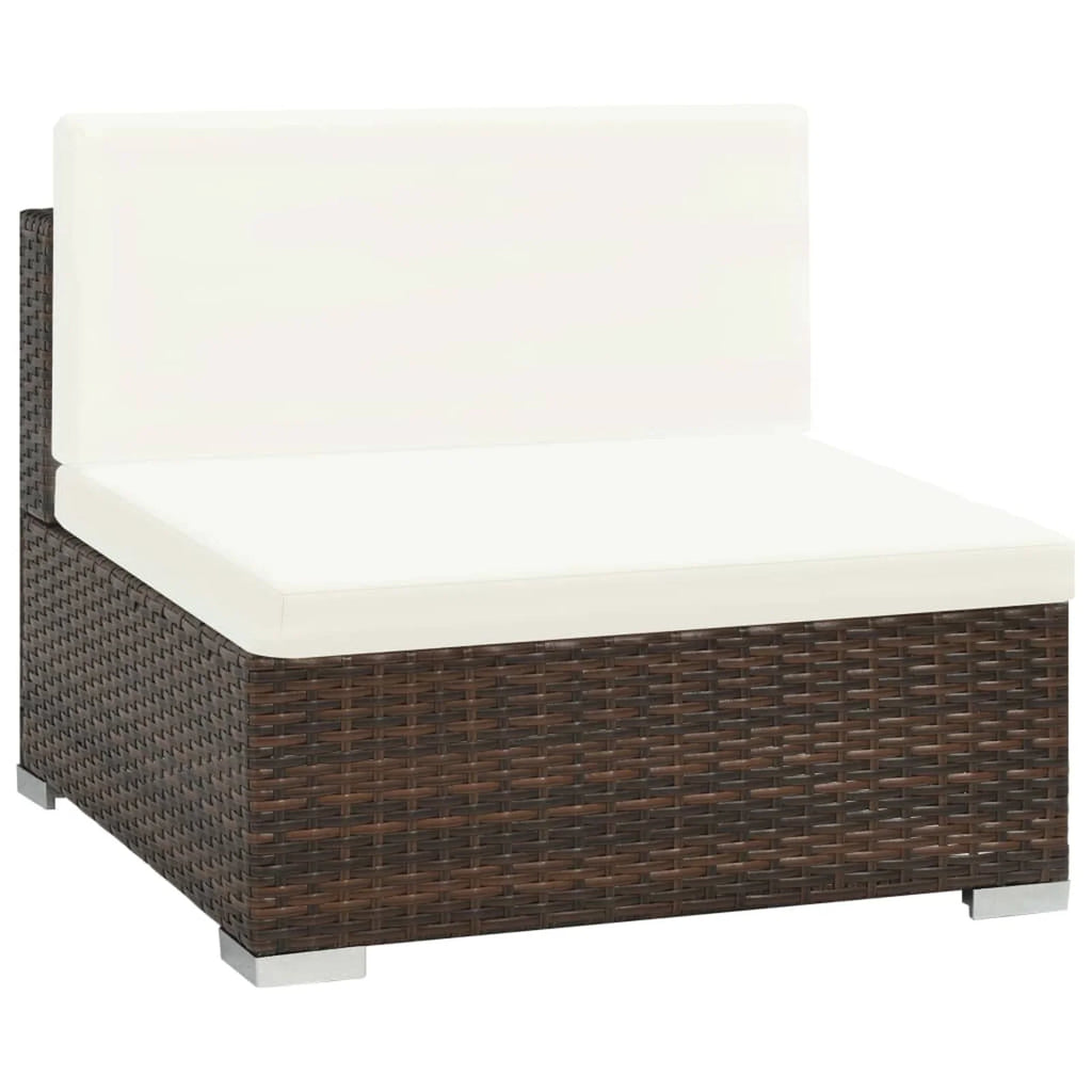 6 Piece White Cushioned Poly Rattan Patio Conversation Set with Coffee Table T25006