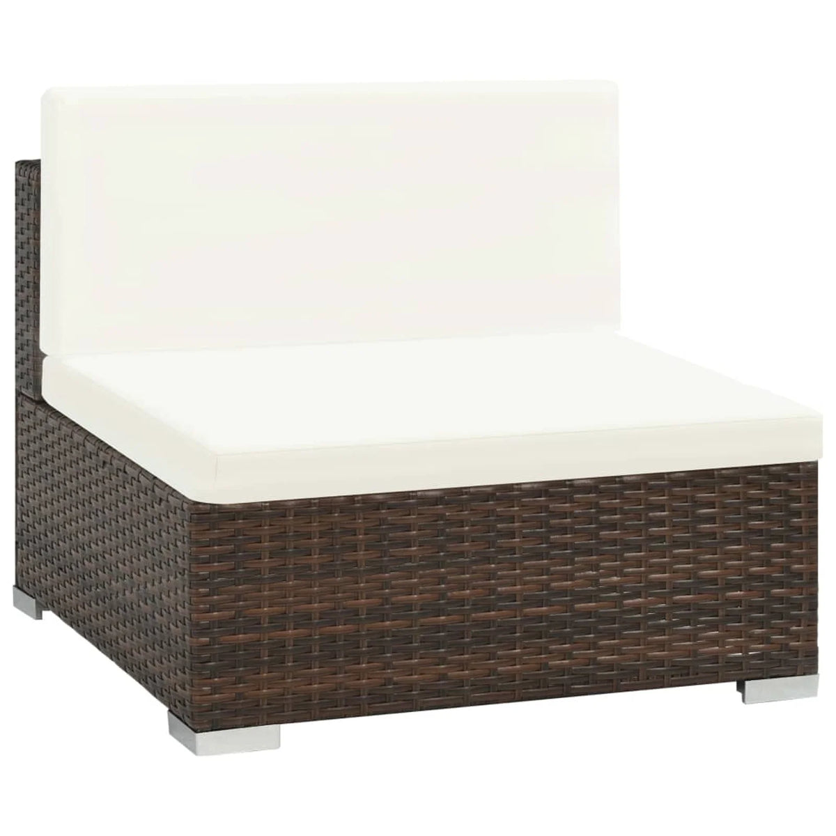 6 Piece White Cushioned Poly Rattan Patio Conversation Set with Coffee Table T25006