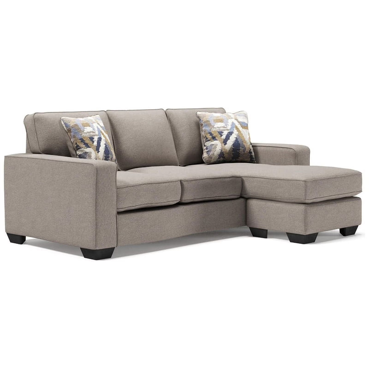 Modern Fabric & Wood Sofa Chaise in Stone Light Gray D125