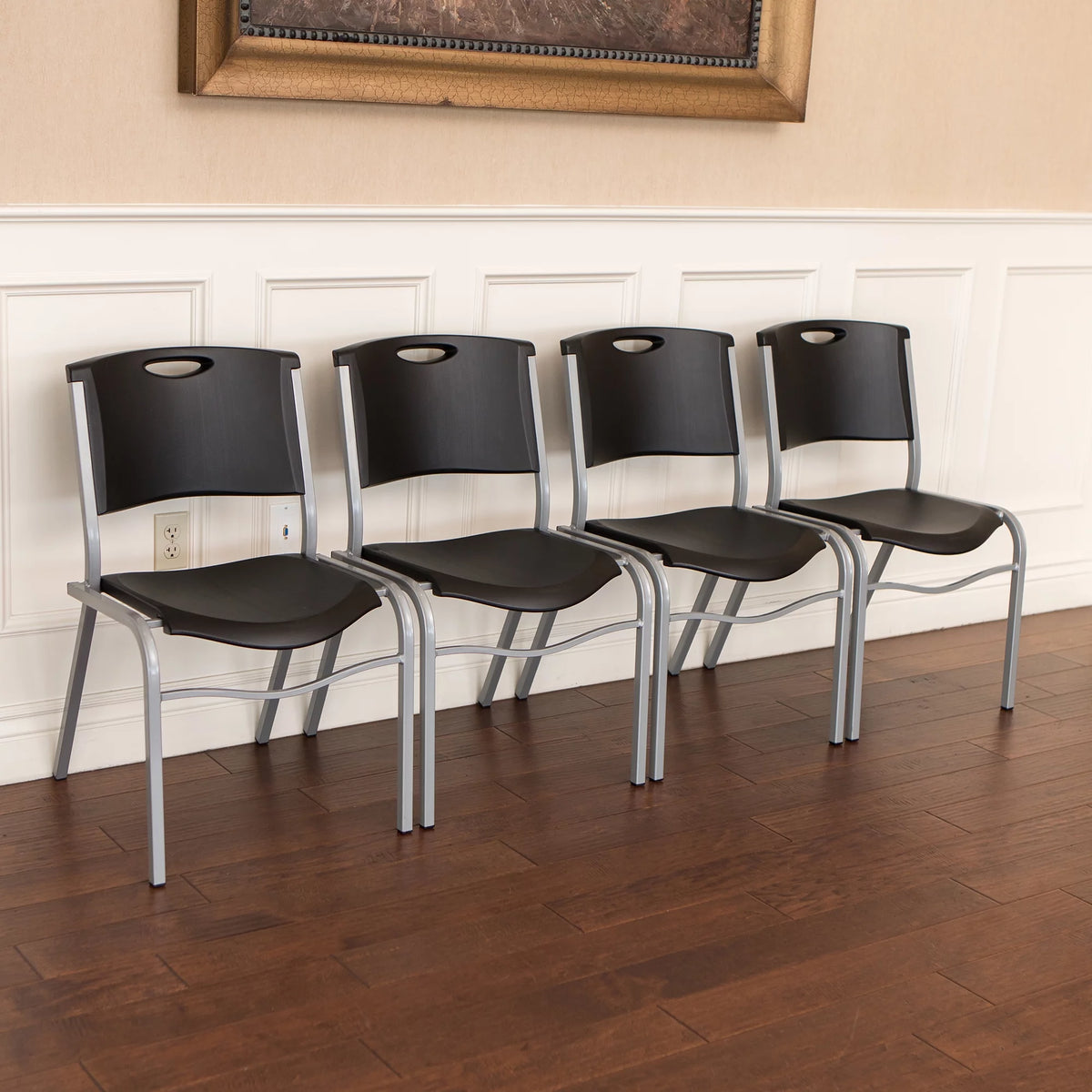 Black Plastic Stacking Chair 4 Pack L732