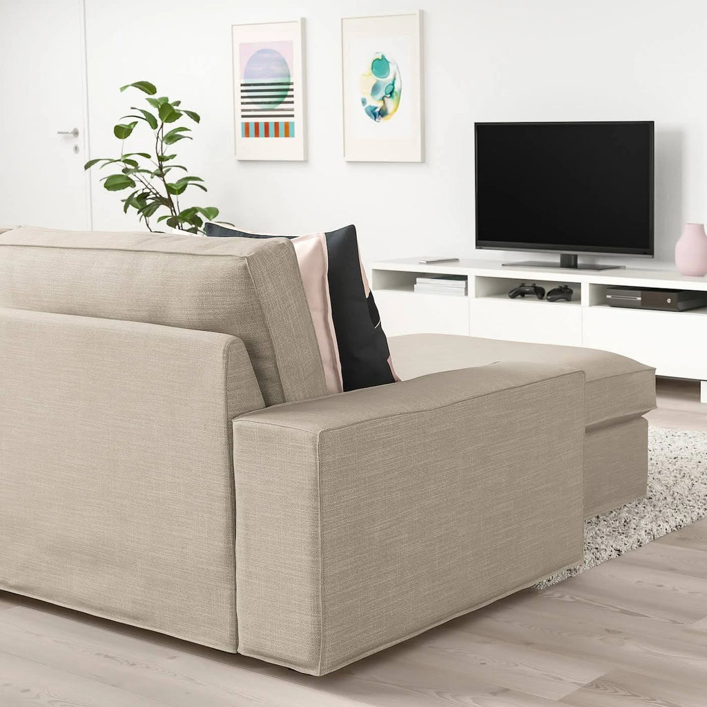 Beige Sofa with Chaise W9135