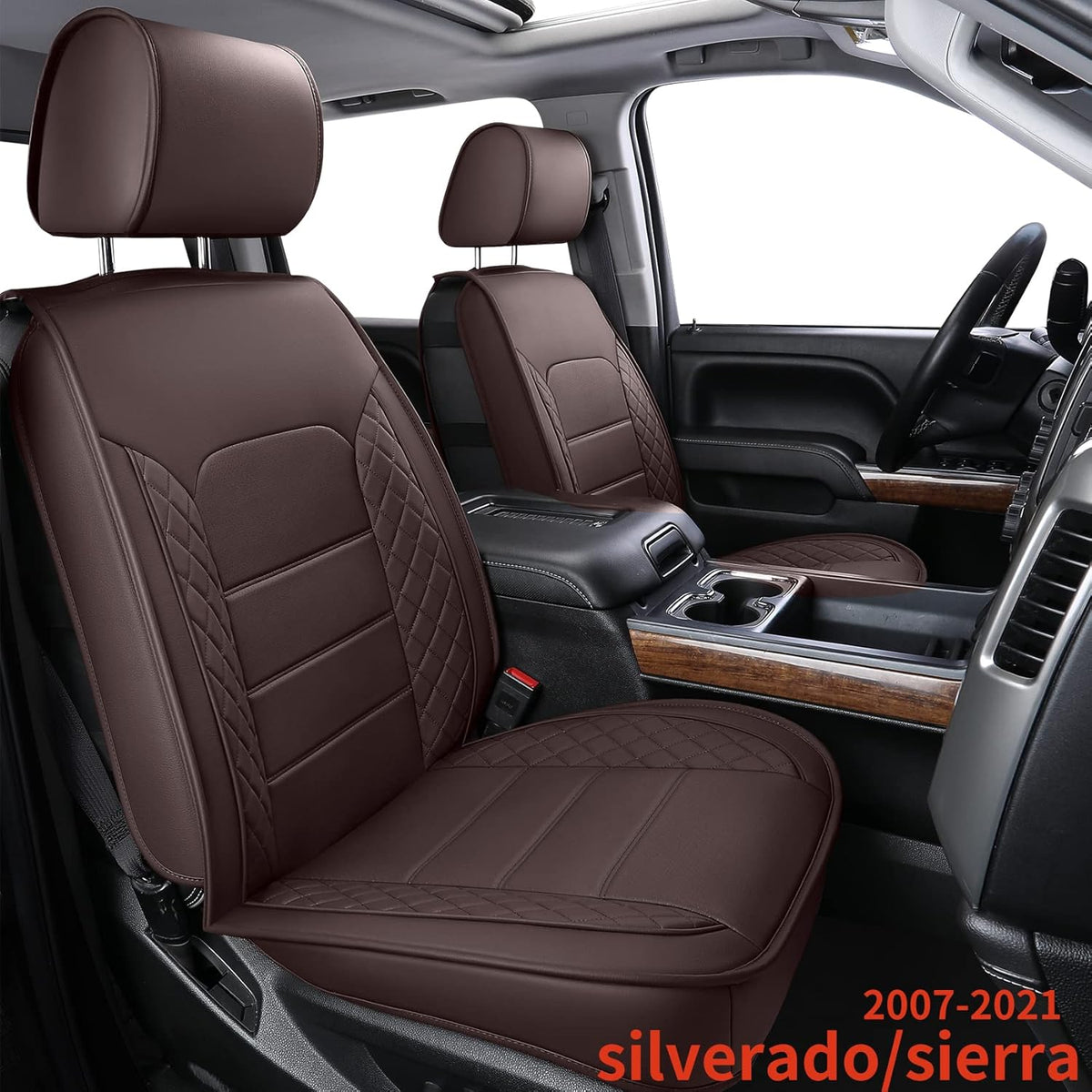 Black Faux Leather Full Set Seat Covers A64707