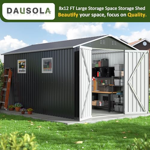 Grey Metal Outdoor Storage Shed D5442