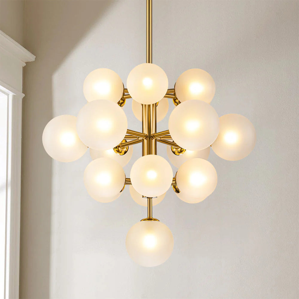 19-Light Dimmable Tiered Glass Bubble Chandelier I93939