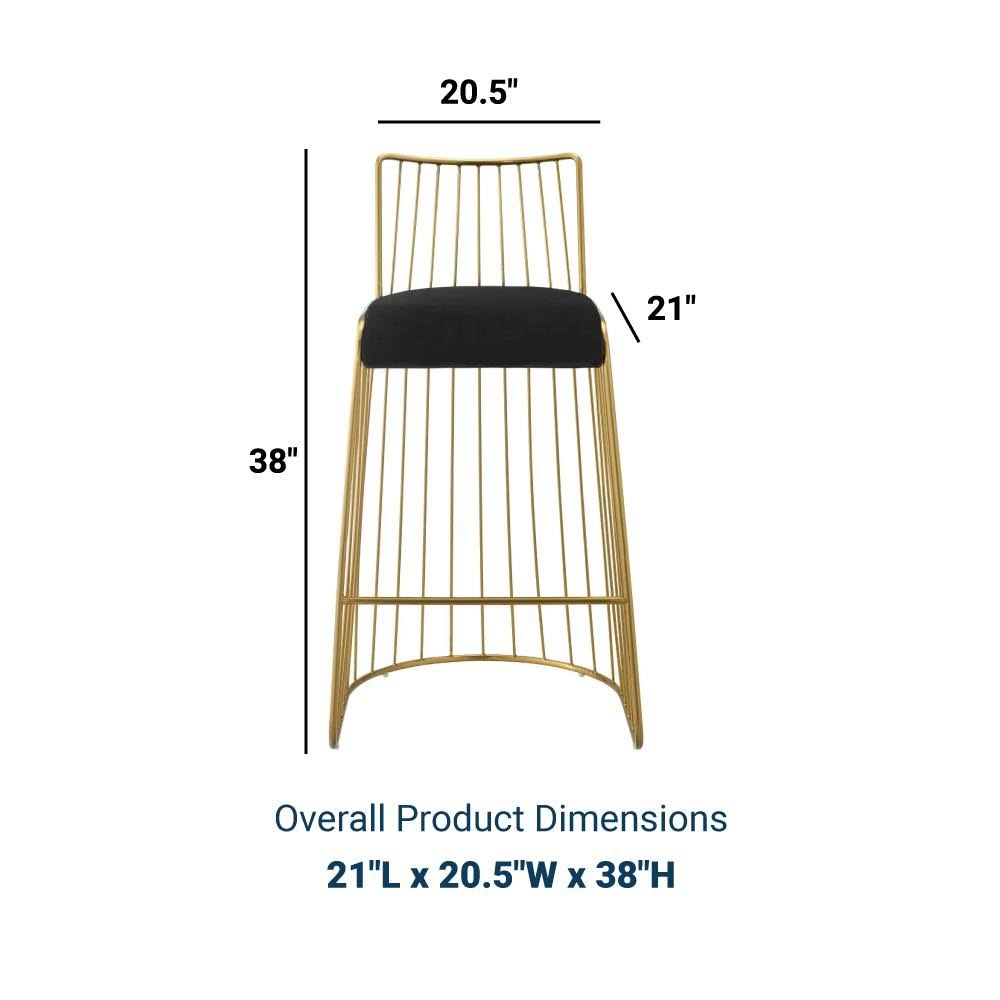 Gold Stainless Steel Velvet Bar Stool W612778
