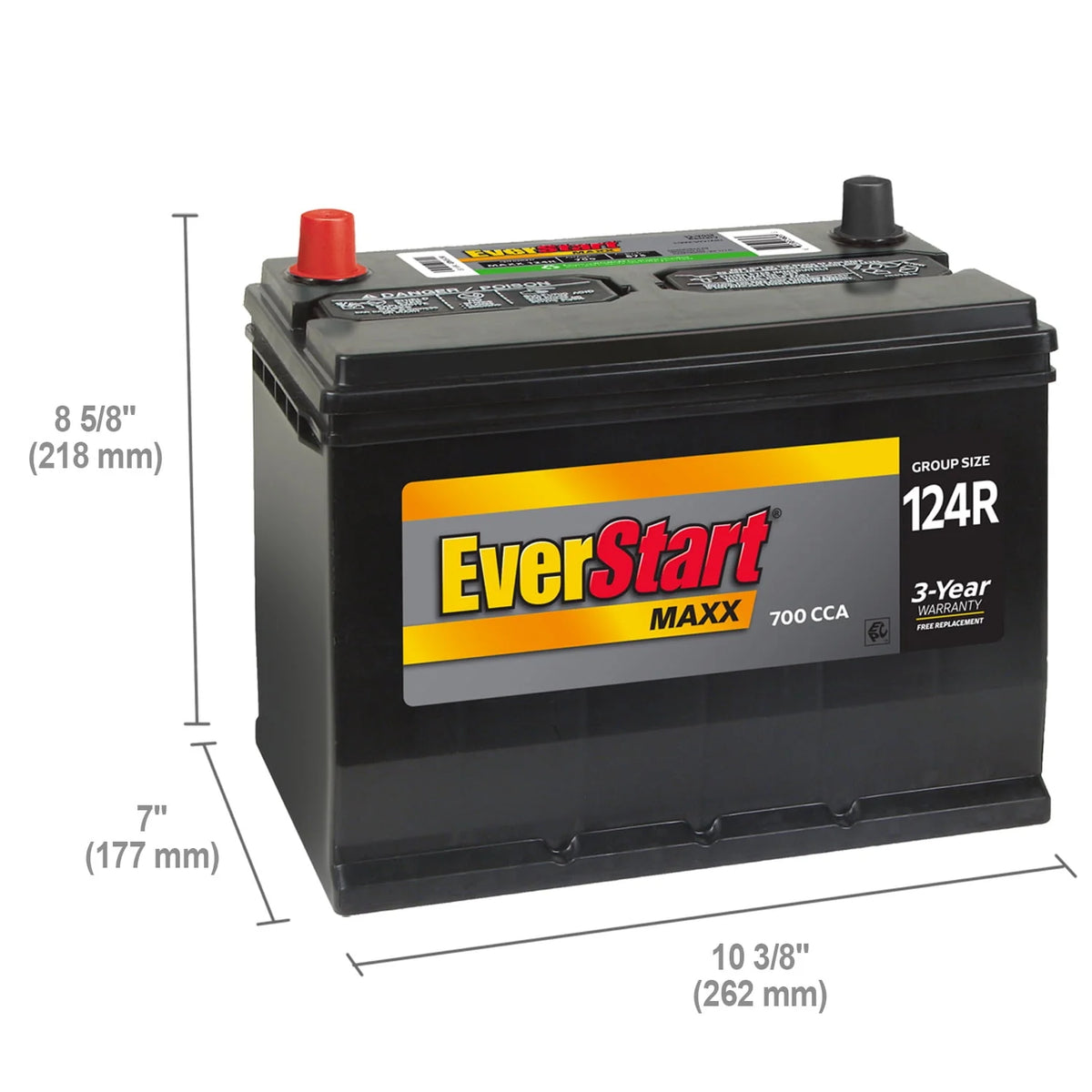 Lead Acid Automotive Battery, Group Size 124R 12 Volt, 700 CCA W4192