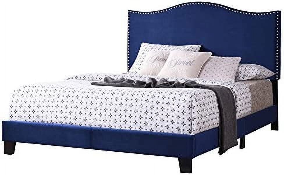 Blue Velvet King Size Upholstered Panel Bed U38041