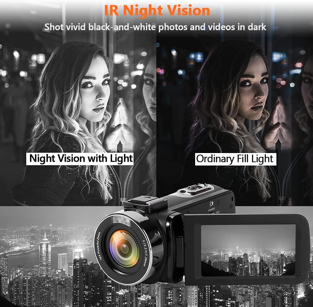 4K 48MP WiFi Camcorder with Touch Screen IR Night Vision I375339