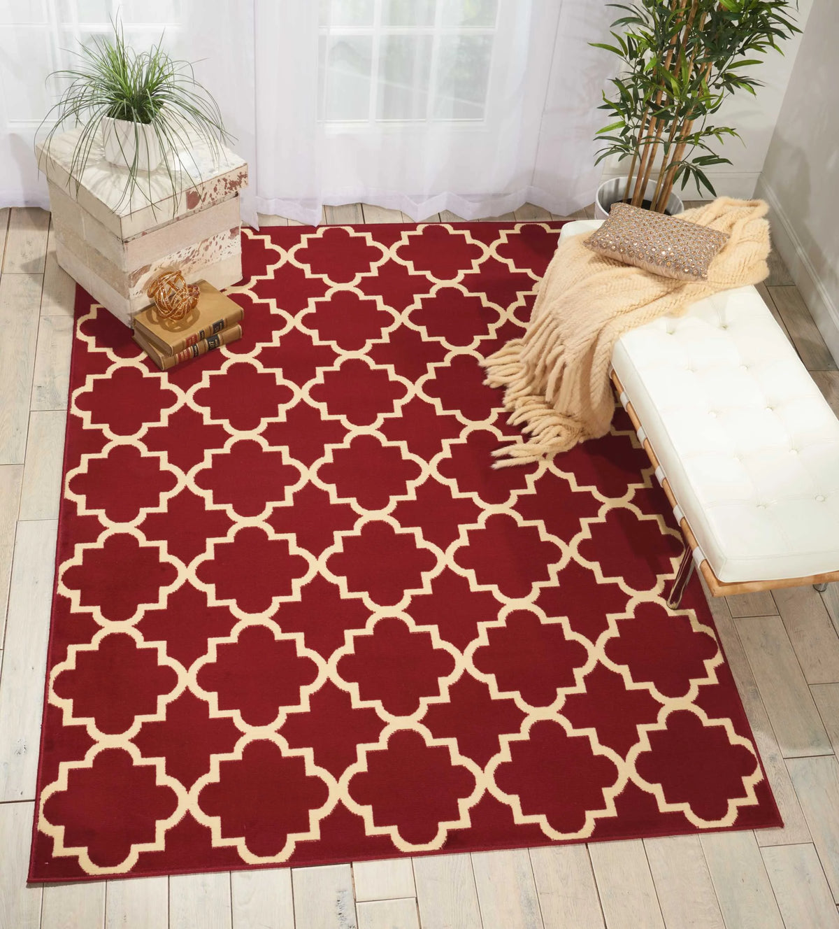 Red Moroccan Trellis Area Rug D96768