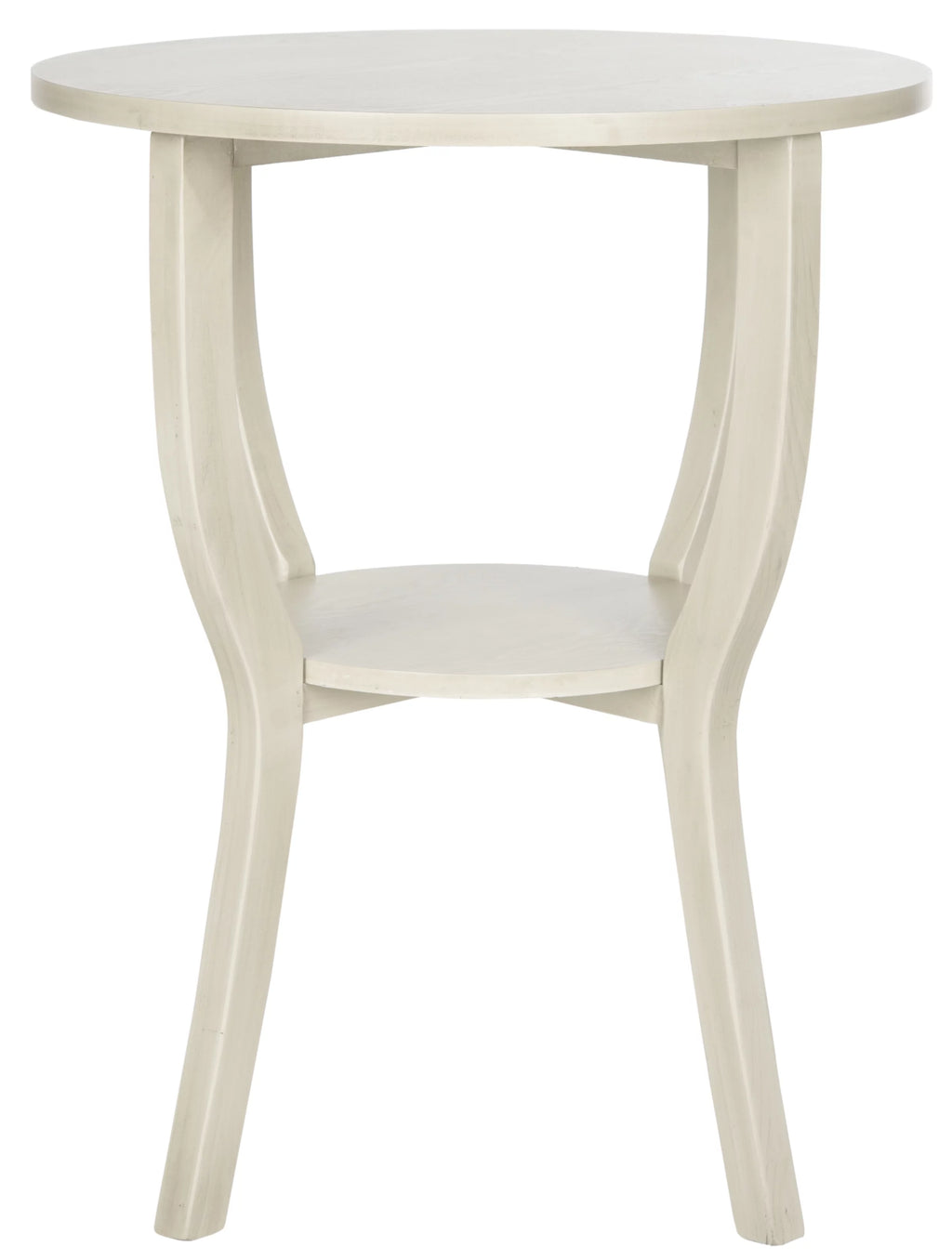 Antique White Round Pedestal Accent Table A33737