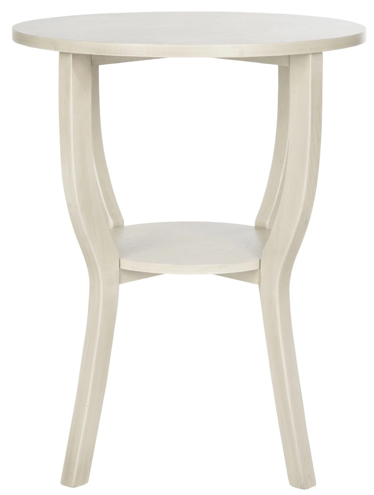 Antique White Round Pedestal Accent Table A33737