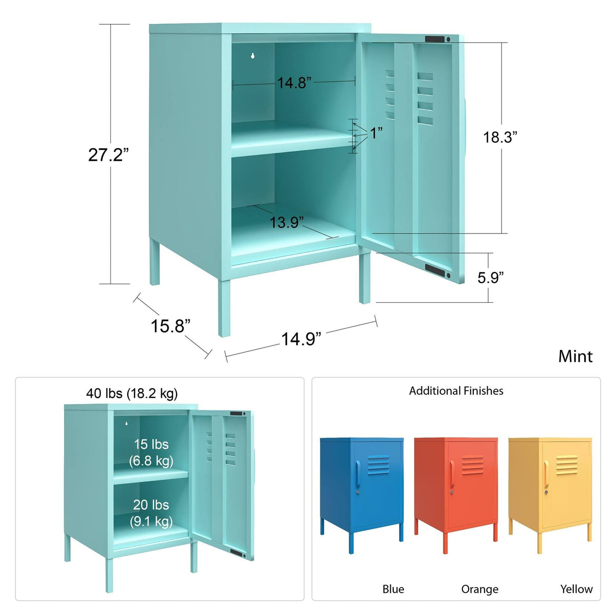 Blue Metal Locker End Table V2257