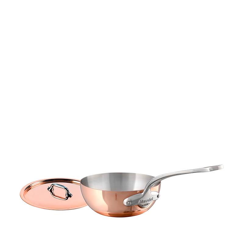 Copper Curved Splayed Saute Pan with Lid, 1.1-Quart C52928