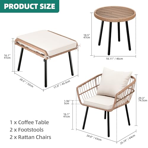 3 Piece Wicker Bistro Set with Cushions D9365