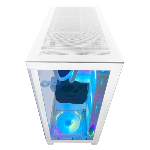 White Gaming PC Desktop Computer with AMD Ryzen 7 5700X, RTX 4060 8G, 32GB DDR4 RAM, 1TB M.2 PCIE + 2TB SATA SSD, Windows 11 Pro C355