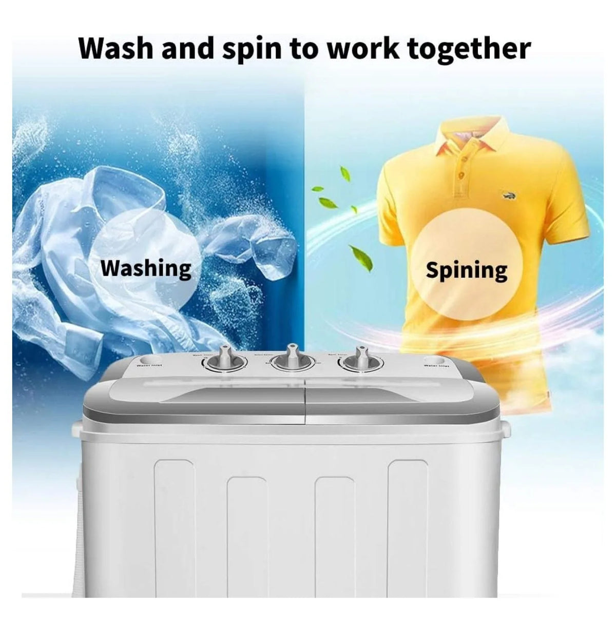 Compact Mini Washer Machine with 8 lbs Washing and 5 lbs Spin Dryer M248