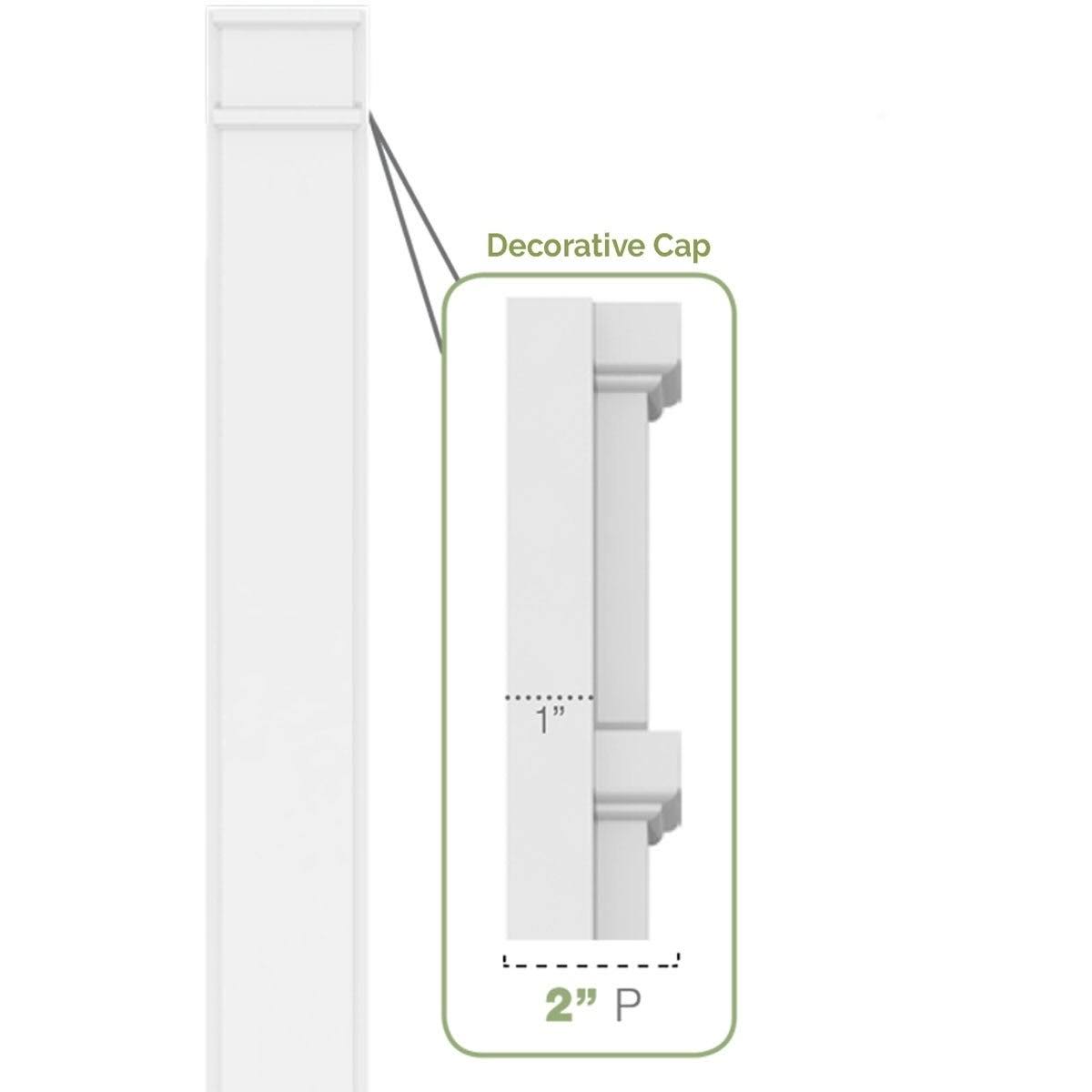10x22W x 108x22H x 2x22P Two Equal Flat Panel PVC Pilaster with Decorative Capital & Base (Pair) Y255