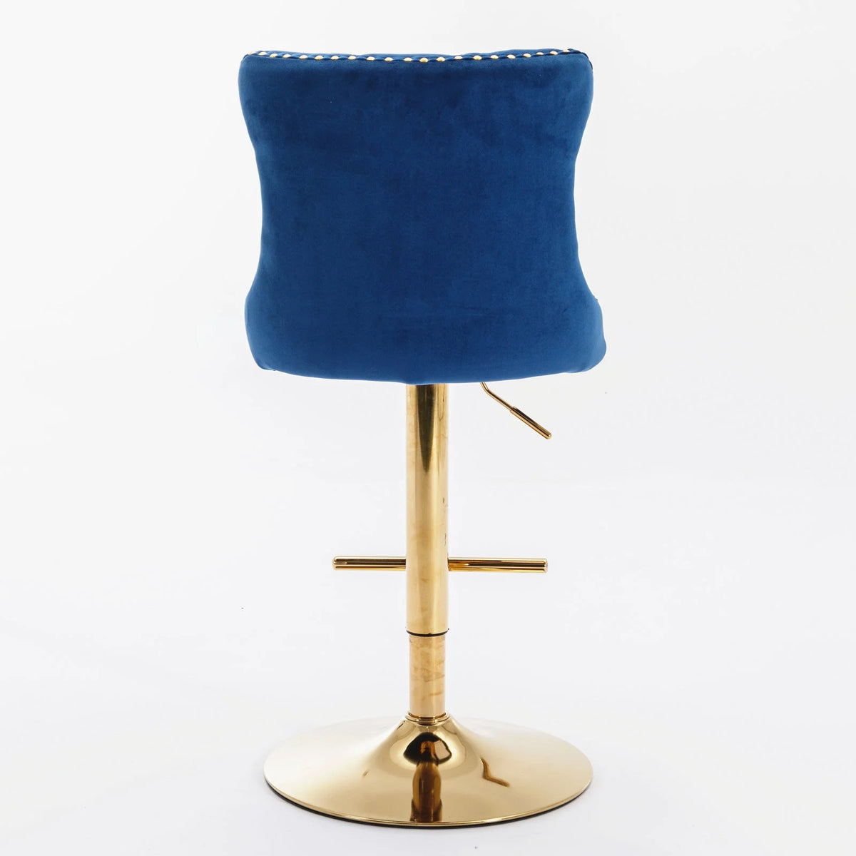 Golden Swivel Velvet Barstools Adjustable Height Blue Set of 2 T227992