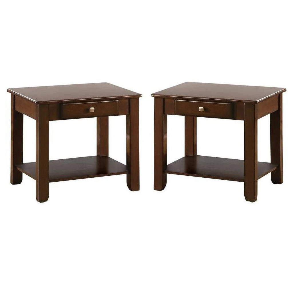 Wood 1 Drawer End Table Set of 2 V3597