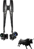 Leather Dual Camera Harness Adjustable Shoulder Straps R4406