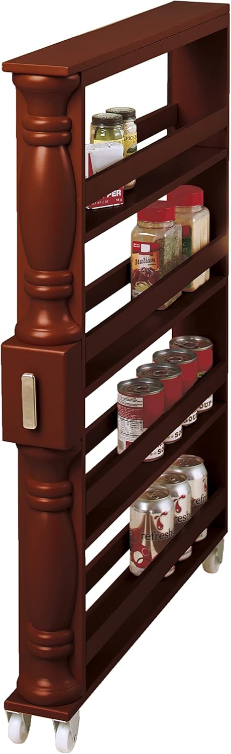Natural Slim Rolling Kitchen Cart C9337