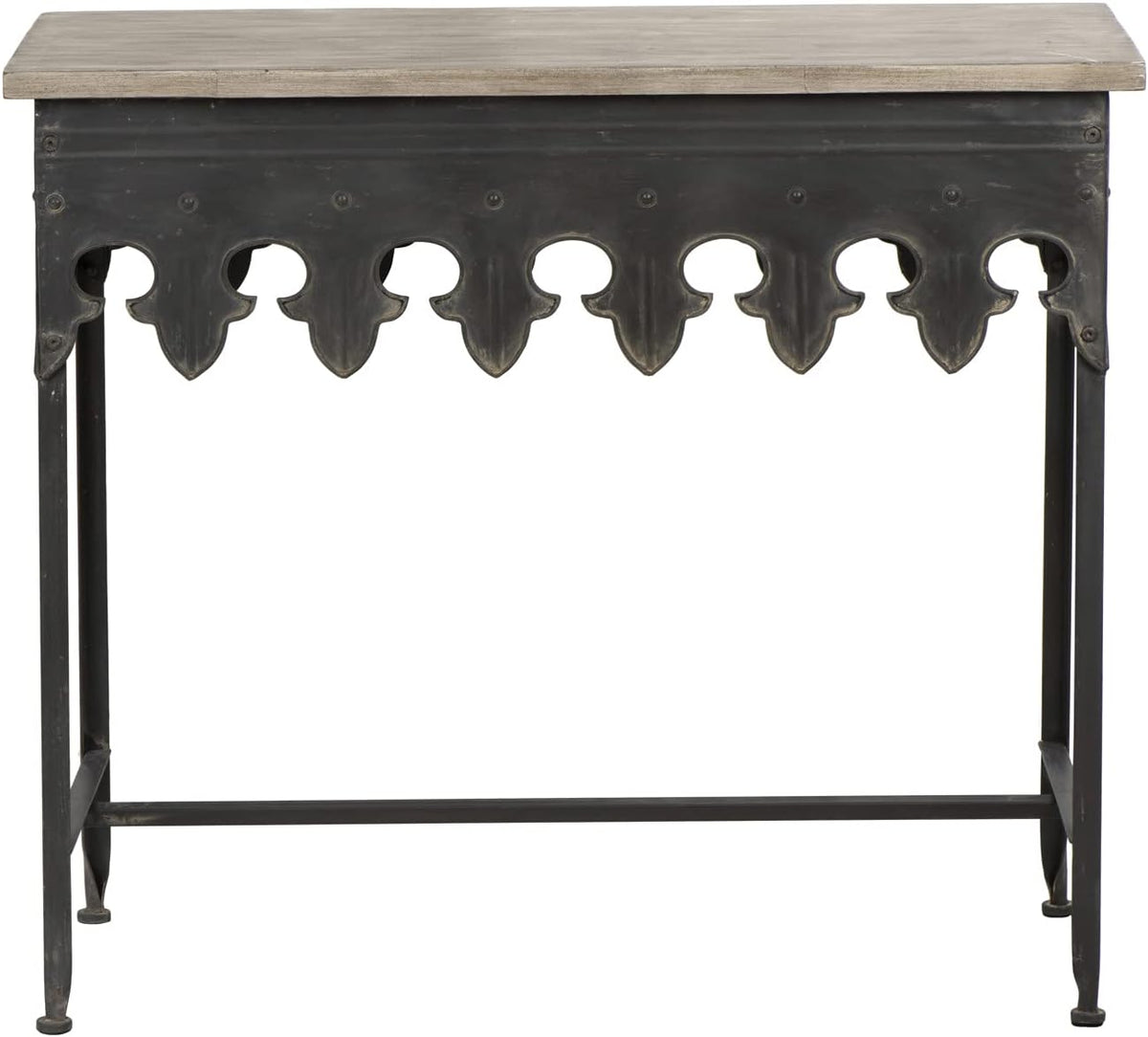 Metal Scalloped Edge Table Wood Top C368482