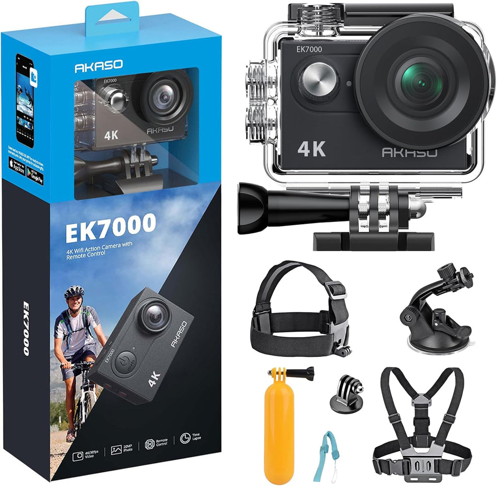 4K30FPS 20MP WiFi Action Camera and 7 in 1 Accessories Kit Bundle G56402