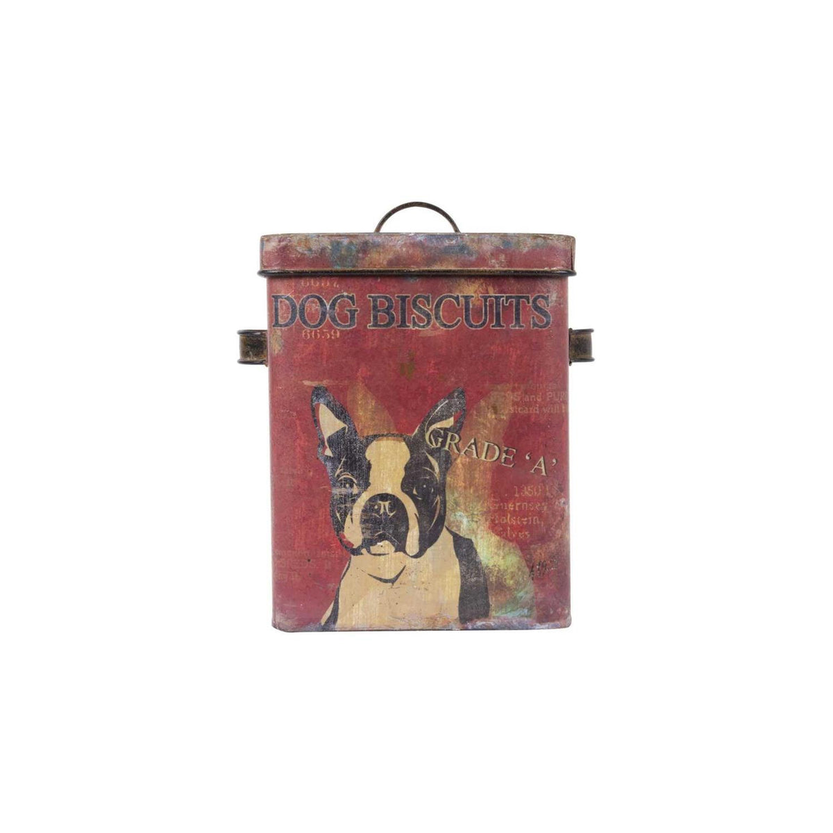 Vintage Tin Dog Biscuit Container with Boston Terrier W408873