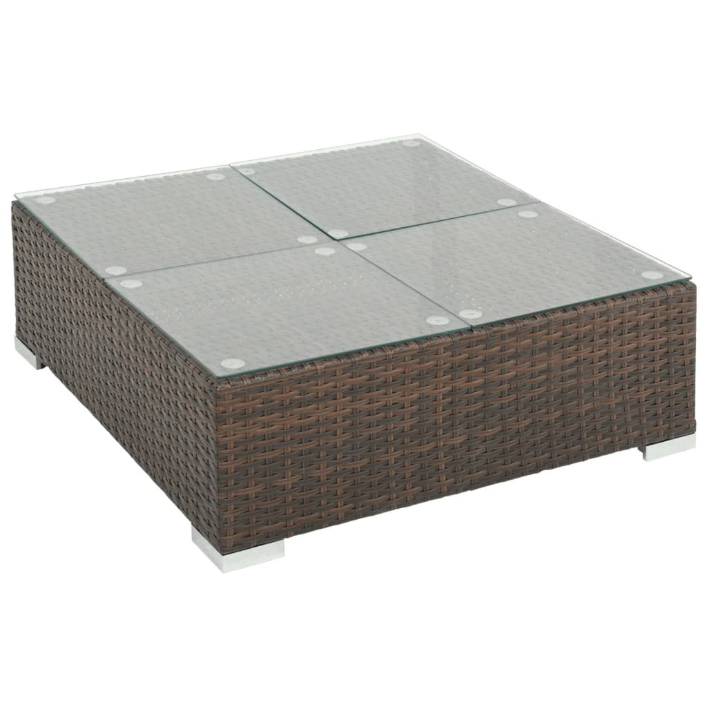 6 Piece White Cushioned Poly Rattan Patio Conversation Set with Coffee Table T25006