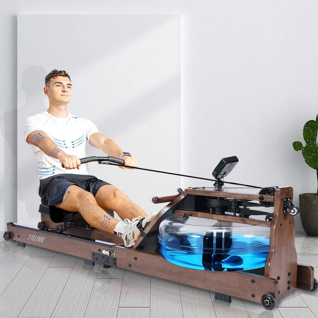 Foldable Solid Wood Water Rowing Machine With LCD Monitor M4255