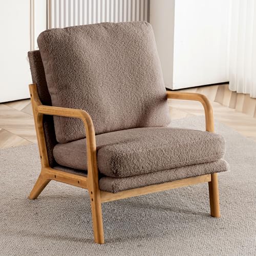 Mid Century Modern Sherpa Accent Chair with Detachable Cover I165