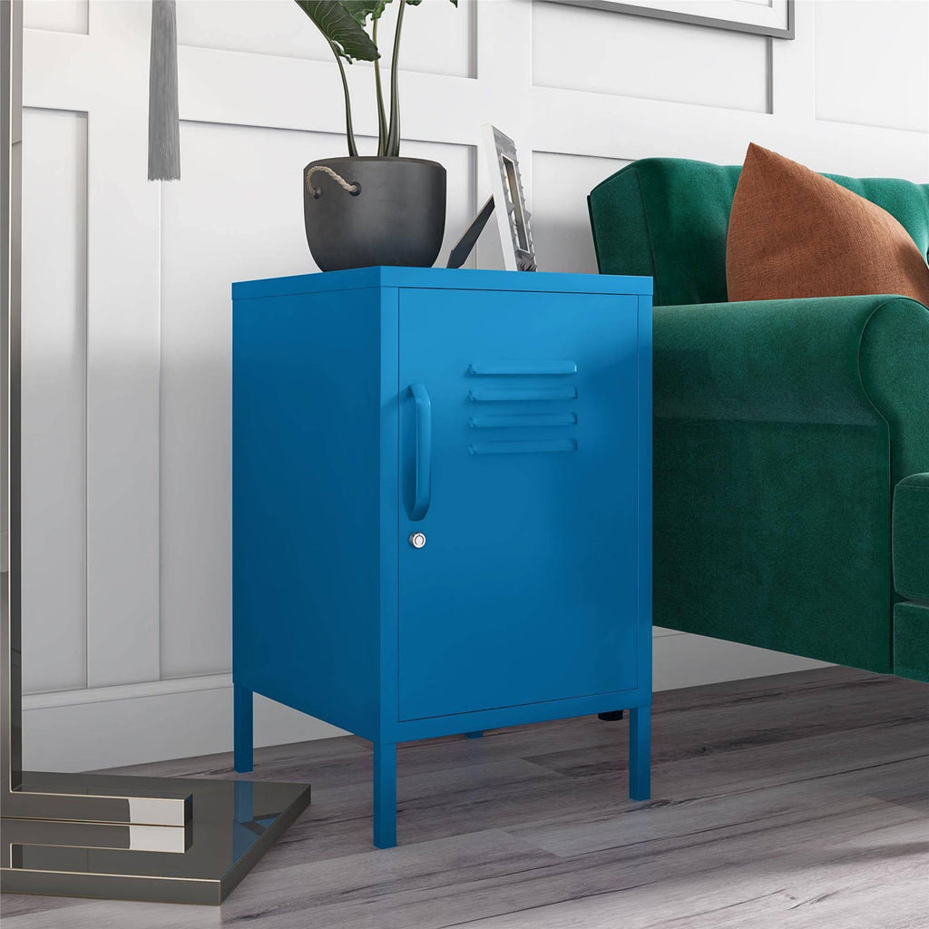 Blue Metal Locker End Table V2257