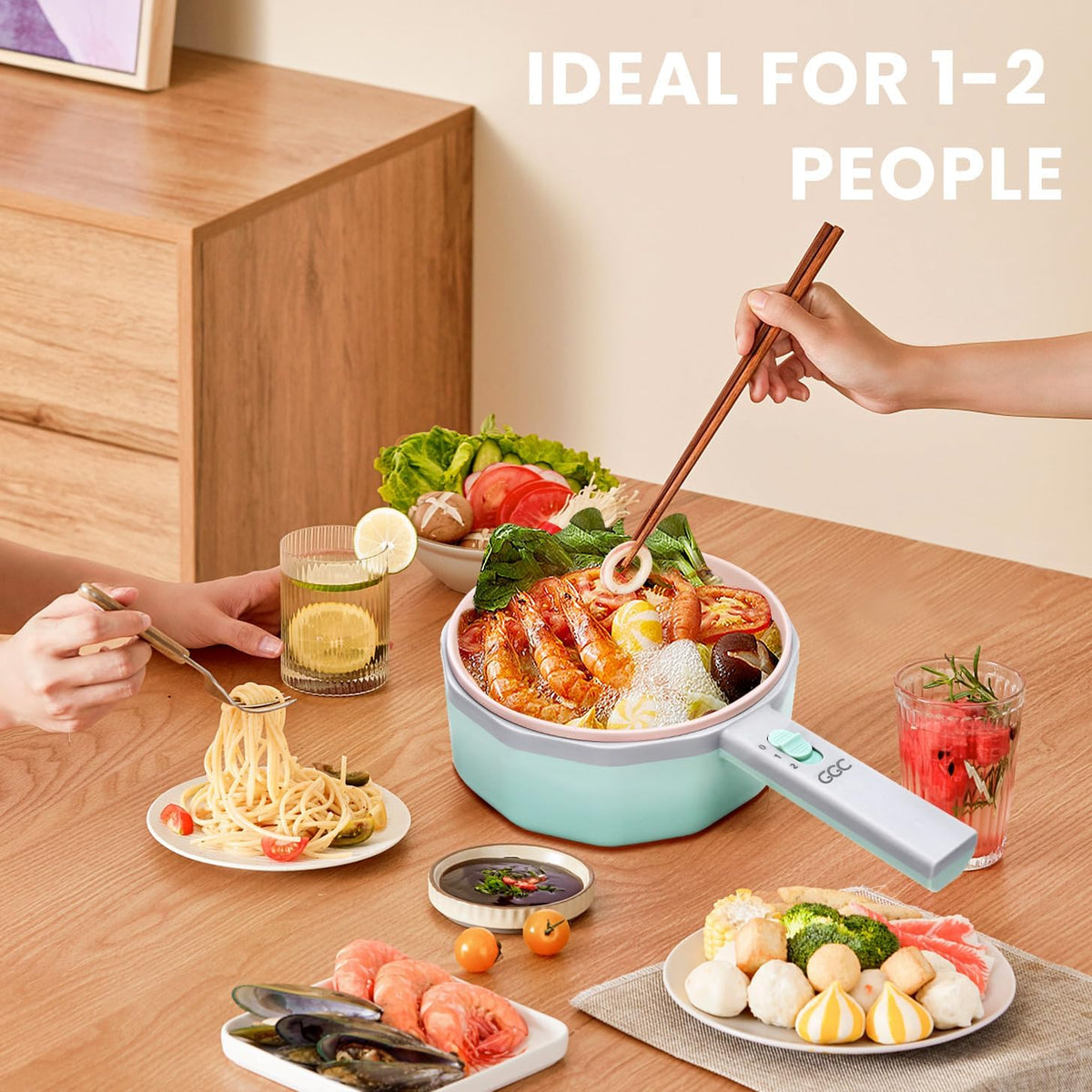 1.5L Non-stick Electric Hot Pot with Steamer M645