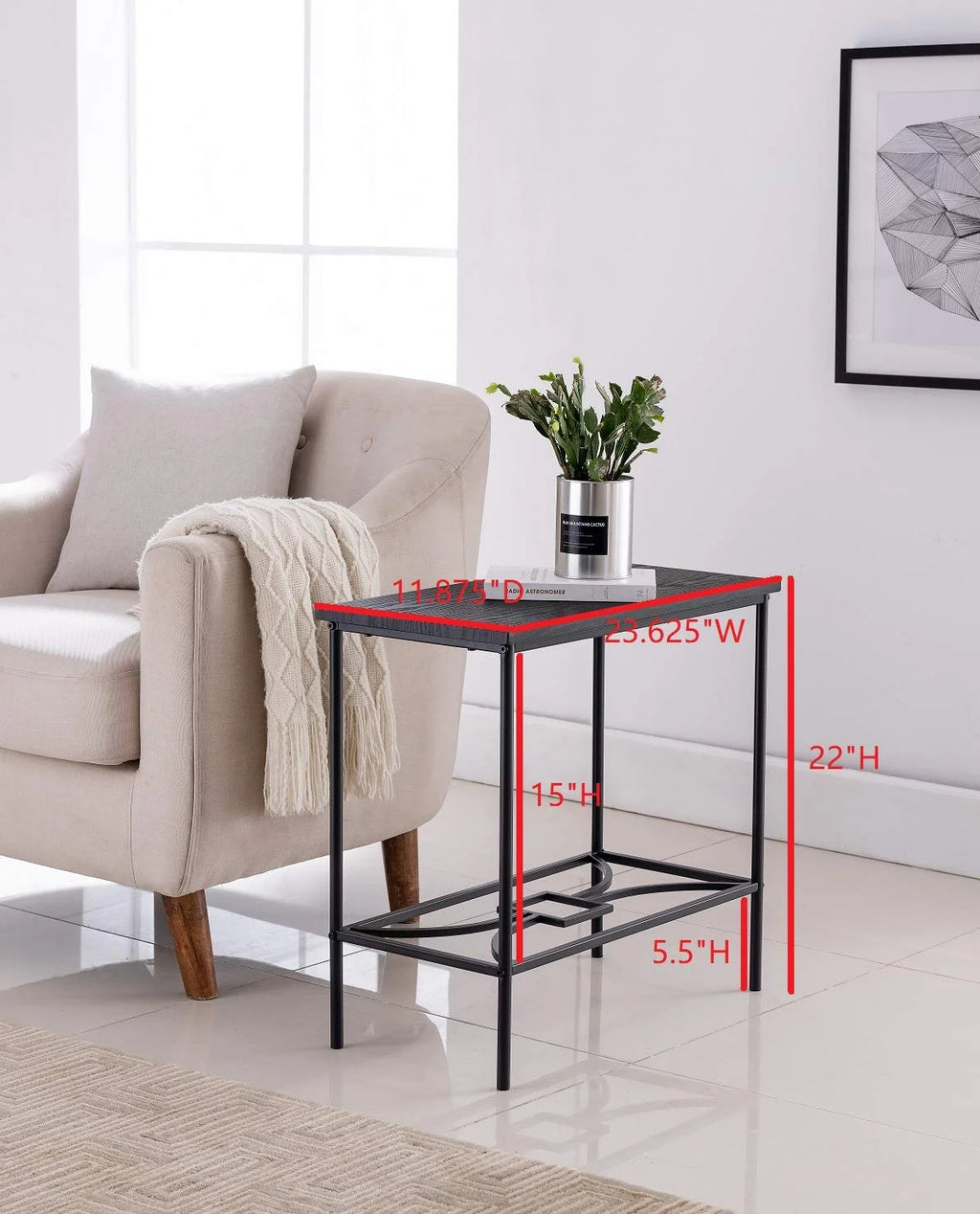 Black Metal & Wood Side Table N30966