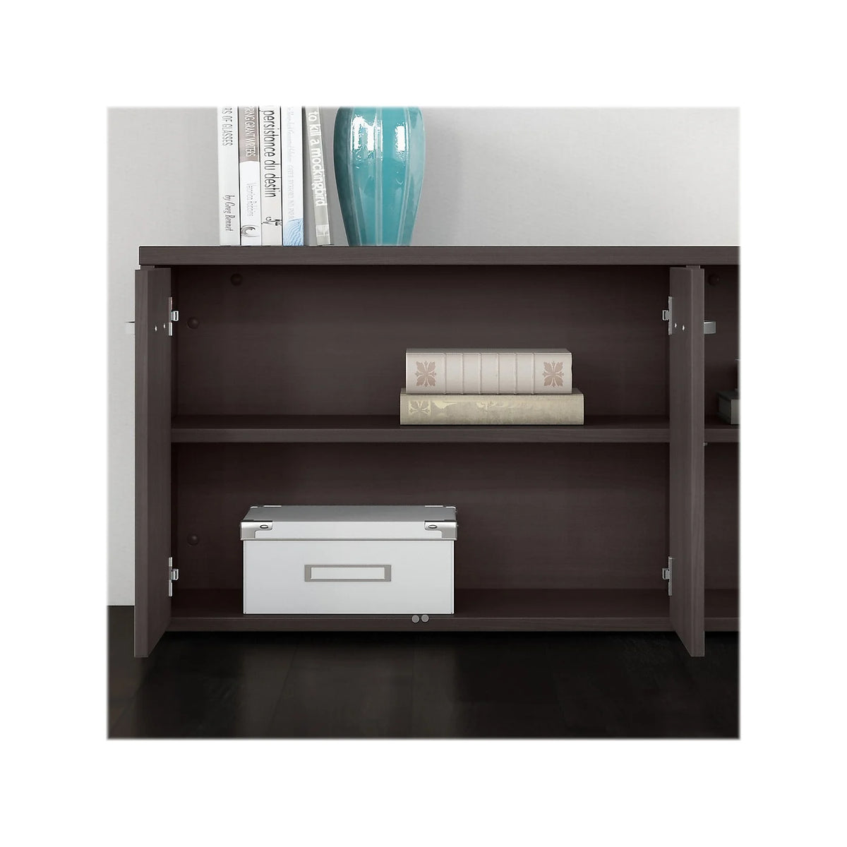 Storm Gray Storage Cabinet with Doors and Shelves W130535