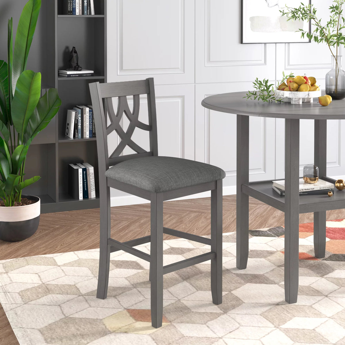 3 Piece Round Drop Leaf Dining Table Set with 2 Chairs U29677