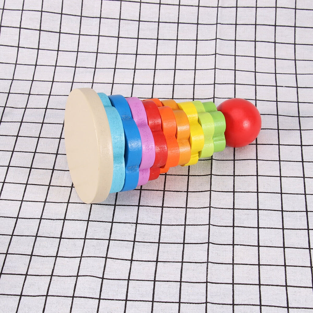 Rainbow Stacking Game Toy Circle Building Blocks Tower Educational Wooden Toy H54663
