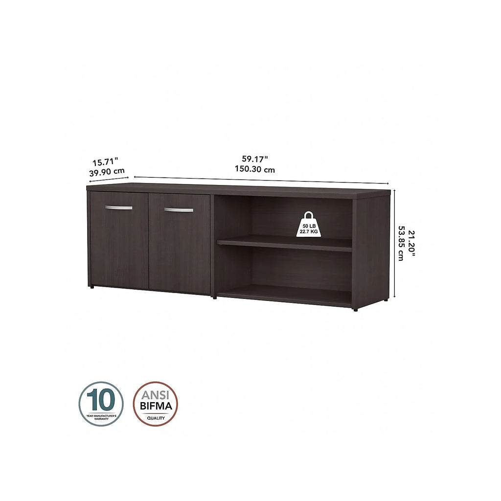 Storm Gray Storage Cabinet with Doors and Shelves W130535