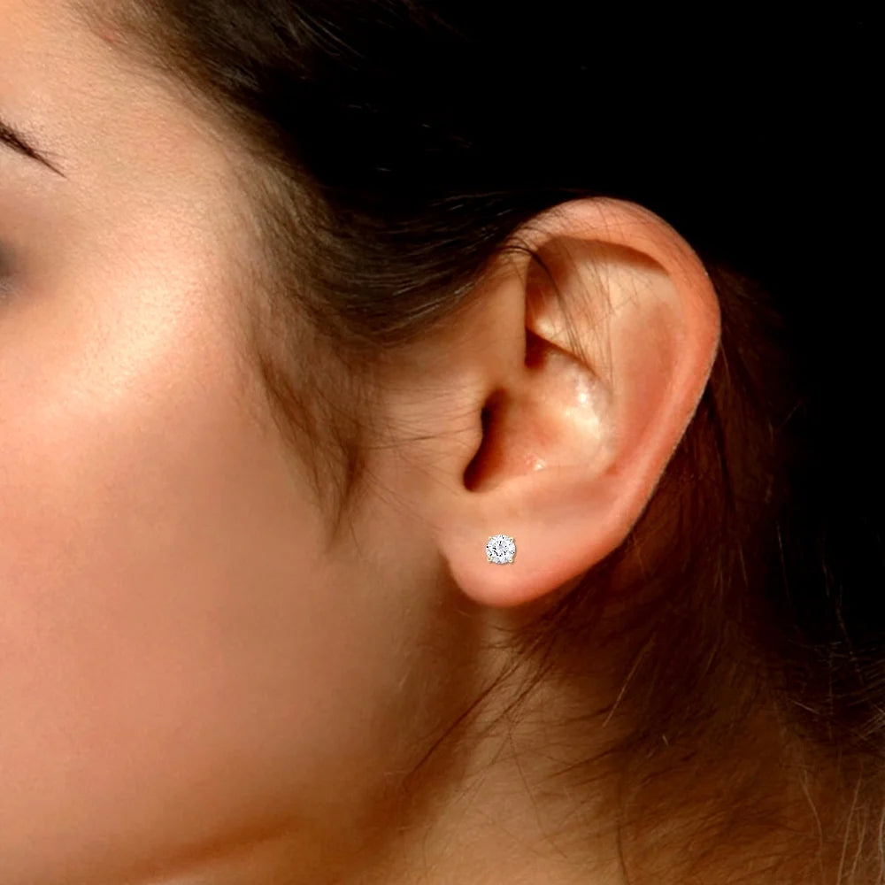 4.5MM Round Cut Lab Created Moissanite Screw Back Stud Earrings In 18K Yellow Gold Over Sterling Silver J52461