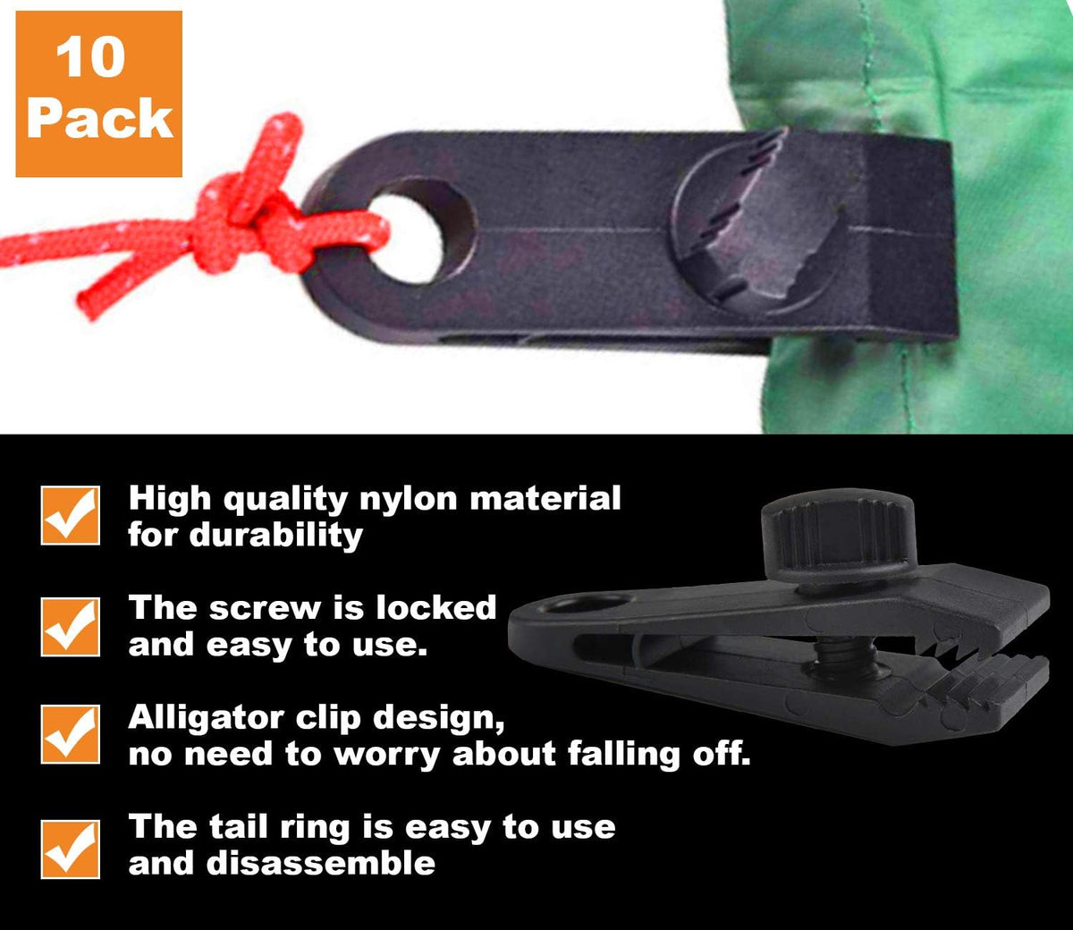 10 Pack Heavy Duty Reusable Tarp Clips B75545