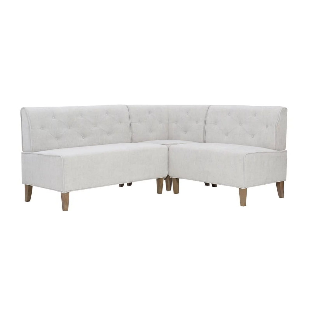 Light Grey Wood Upholstered Corner Nook Bench J59529