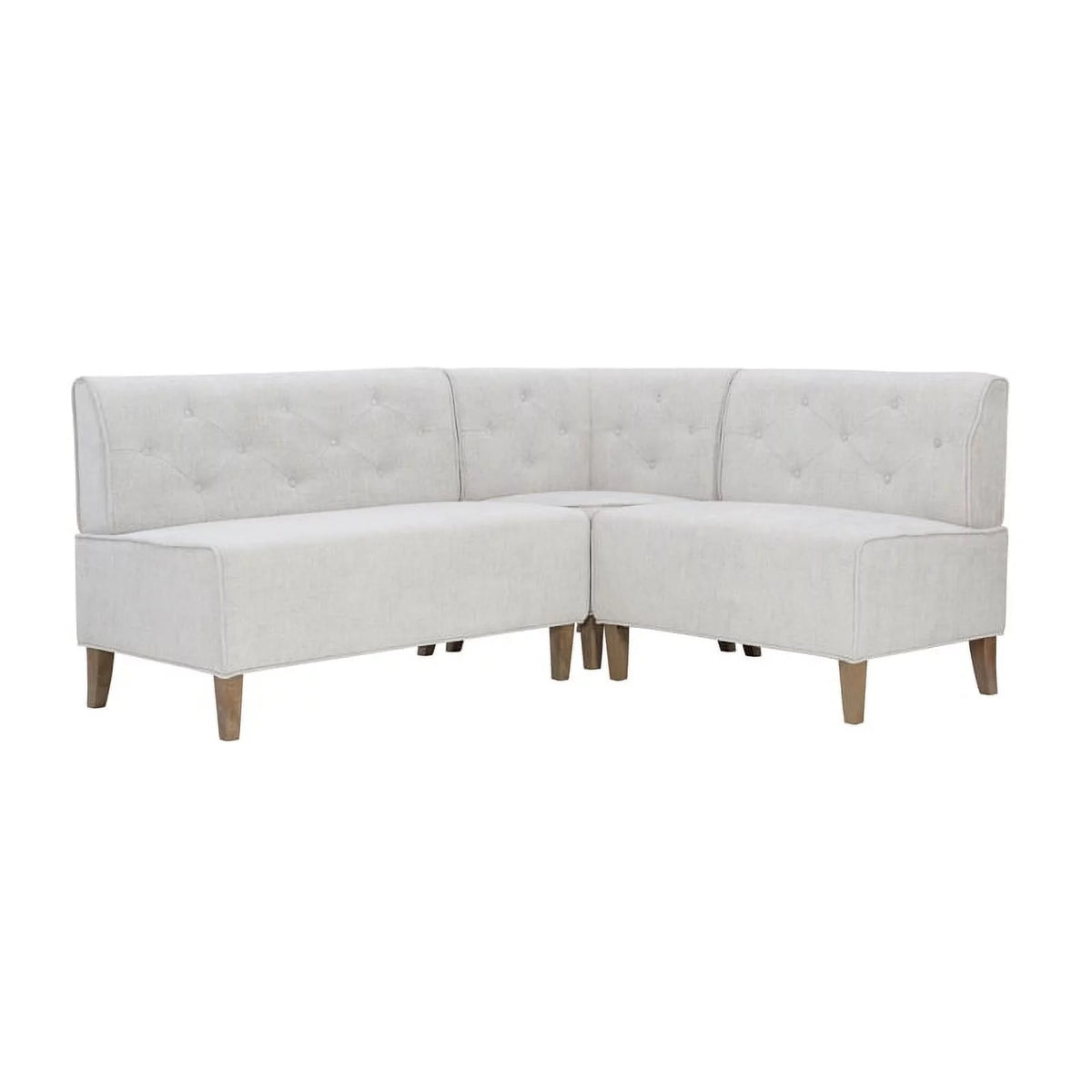 Light Grey Wood Upholstered Corner Nook Bench J59529