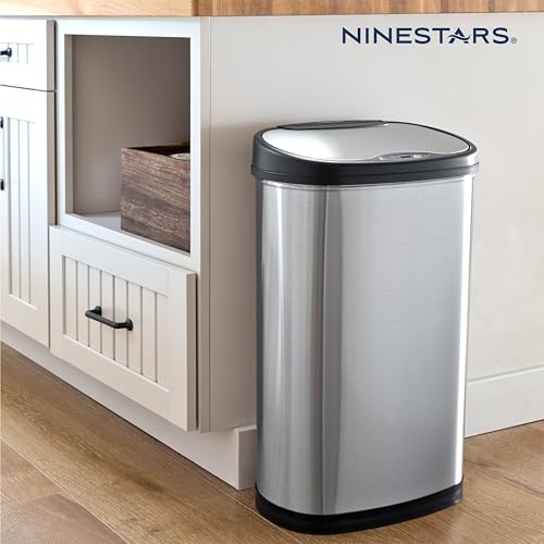 Stainless Steel Motion Sensor Trash Can, 50liters, Silver S211