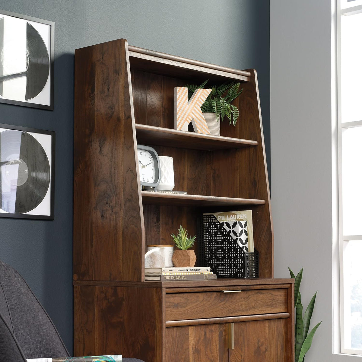 Grand Walnut Library Hutch W46649