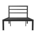 Black Metal Platform Bed Frame with Headboard X54751